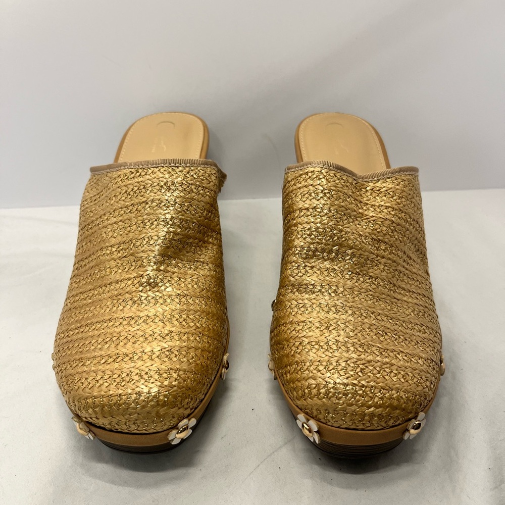 Elegant Gold Woven Mules